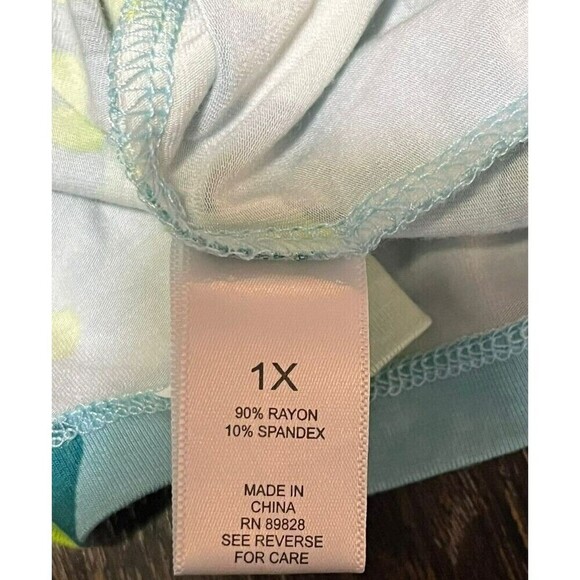 LOGO Lori Goldstein Blue Printed V Neck Tunic Top 1X - Picture 6 of 9